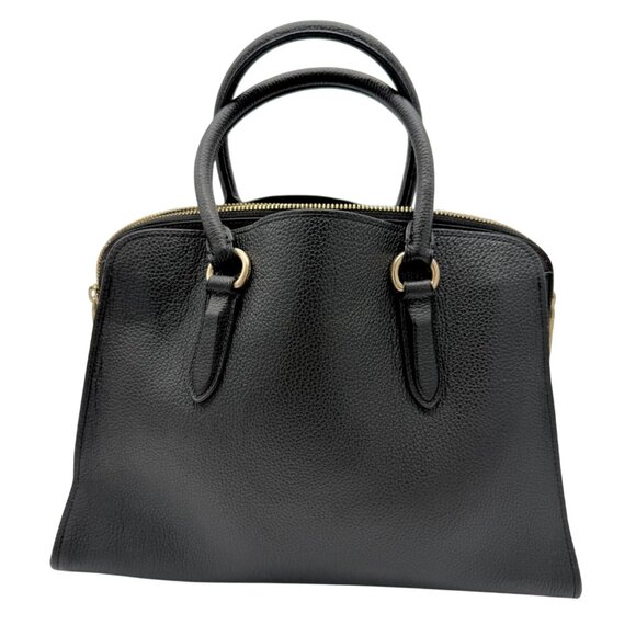 Coach Gold/Black Channing Polished Pebble & Crossgrain Leather Carryall (73568) - Picture 11 of 13